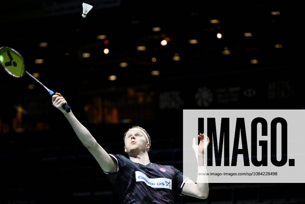 Anders Antonsen of Denmark in action during the badminton Clash of Clans Arctic Open 2026 tournament in Vantaa, Finland, on October 7, 2026. - ANTTI AIMO-KOIVISTO Vantaa Finland XTmwNKocMqI