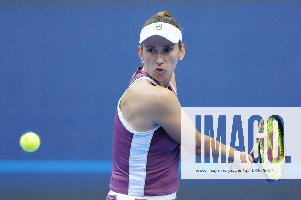 2026 China Open Women s Singles Round of 16 match in Beijing - 07 Oct. Elise Mertens of Belgium seen in action against Coco Gauff of the United States (Not in picture) during Women s Singles Round of 16 match on day eight of China Open at the National Tennis Center. Beijing China