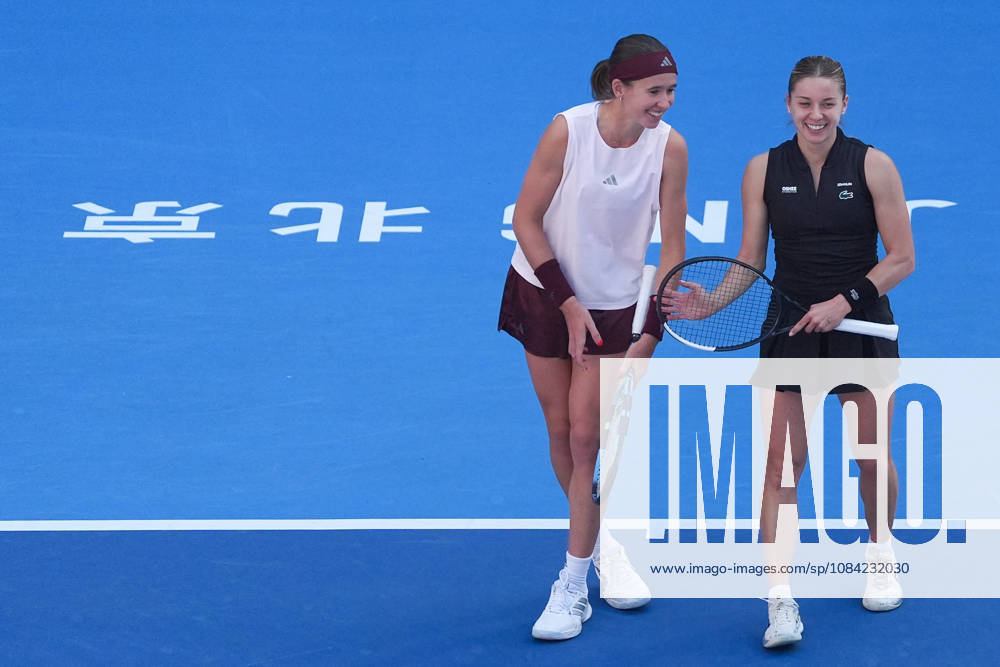 (261007) -- BEIJING, Oct. 7, 2026 -- Nikola Bartunkova(L) Maja Chwalinska react during the women s doubles round of 16 match between Katerina Siniakova(the Cezch Republic) Zhang Shuai(China) and Nikola Bartunkova(the Cezch Republic) Maja Chwalinska(Poland) at 2026 China Open tennis tournament in Beijing, China, Oct. 7, 2026. ) (SP)CHINA-BEIJING-TENNIS-CHINA OPEN-WOMEN S DOUBLES (CN) JuxHuanzong