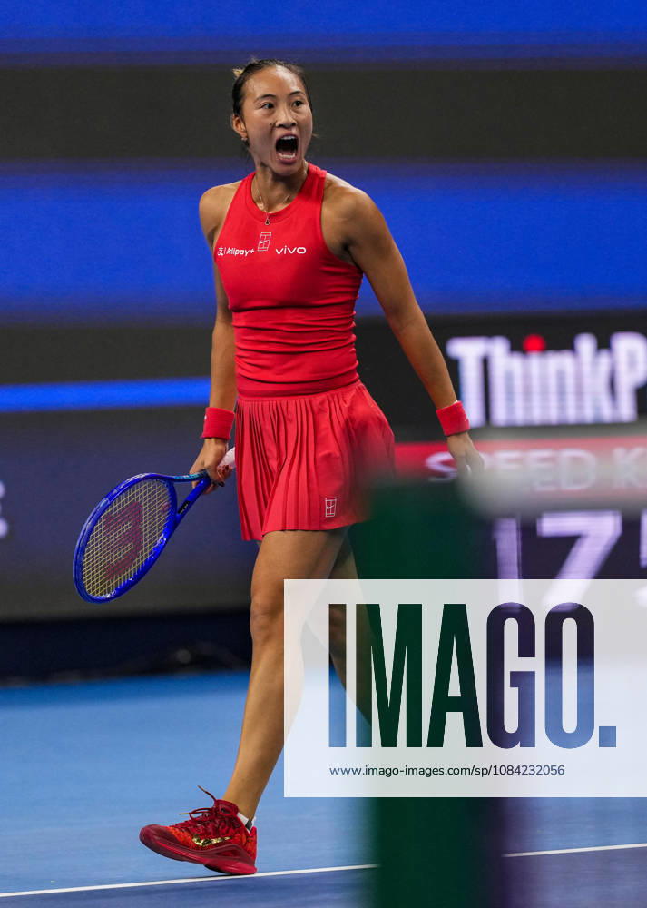 (261007) -- BEIJING, Oct. 7, 2026 -- Zheng Qinwen celebrates during the women s singles fourth round match between Zheng Qinwen of China and Alina Charaeva of Armenia at 2026 China Open tennis tournament in Beijing, China, Oct. 7, 2026. ) (SP)CHINA-BEIJING-TENNIS-CHINA OPEN-WOMEN S SINGLES (CN) SunxFei