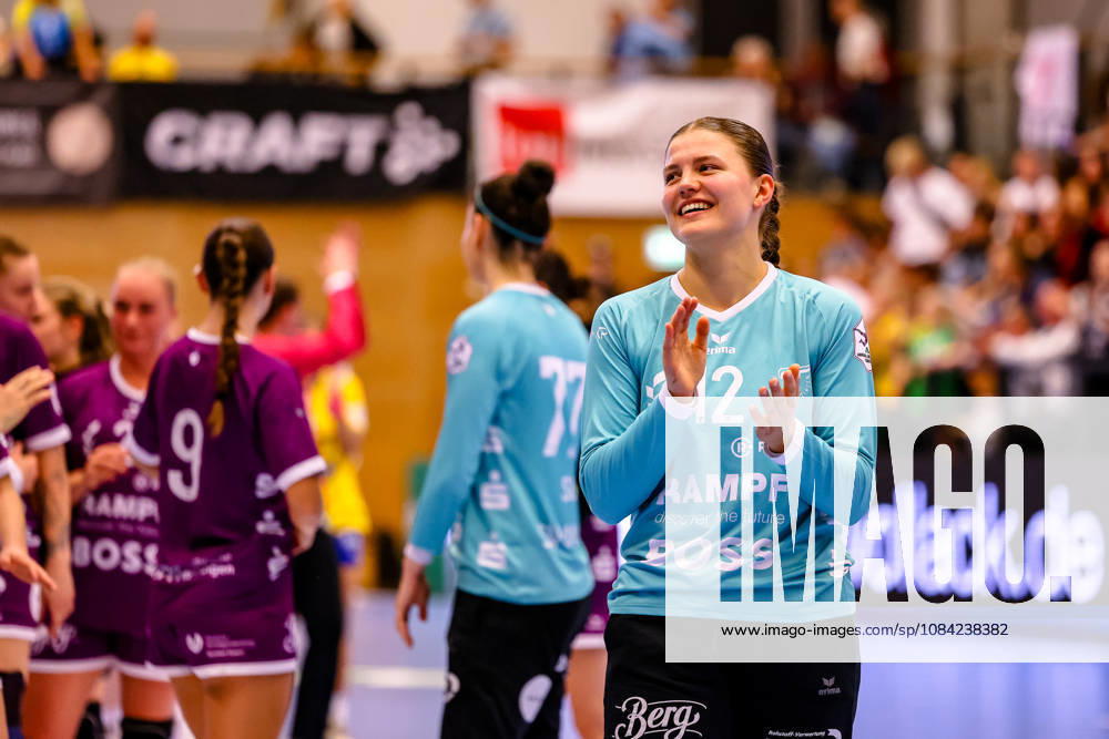 Marie Weiss (TusSies Metzingen, 12) Jubel Freude nach dem Sieg , GER, HC Leipzig vs. TusSies Metzingen, Handball, ALSCO Handball Bundesliga Frauen, 5. Spieltag, Spielzeit 2026 2027, 07.10.2026 GER, HC Leipzig vs. TusSies Metzingen, Handball, ALSCO Handball Bundesliga Frauen, 5. Spieltag, Spielzeit 2026 2027, 07.10.2026 Markranstaedt