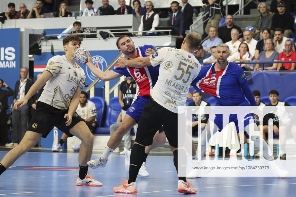 Luc Steins (Paris Saint-Germain) - Luka Karabatic (Paris Saint-Germain) Vs Lucijan Korosec (Celje) - Ziga Mlakar (Celje)
