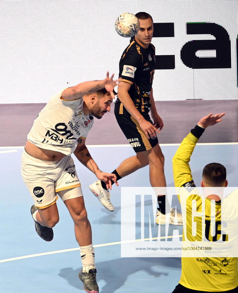PARTIZAN vs VESZPREM HUGO DESCAT, handball player of Veszprem, during the EHF Champions League against Partizan Belgrade, at Aleksandar Nikolic Hall. Belgrade, 07.10.2026. photo: Nebojsa Parausic MN Press HANDBALL, EHF CHAMPIONS LEAGUE, VESZPREM, PARTIZAN Belgrade Aleksandar Nikolic Hall Serbia
