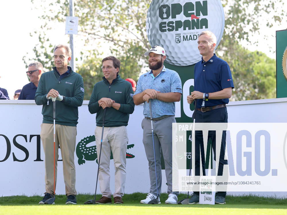 ESP: Mutua Madrid Open de Tenis Tyrrell Hatton, the Mayor of Madrid, José Luis Martinez-Almeida and the British Ambassador to Spain, Sir Alex Ellis, during his participation in the Spanish Open Pro-Am, held at the Villa de Madrid Country Club on October 7, 2026 in Madrid, Spain Madrid Spain