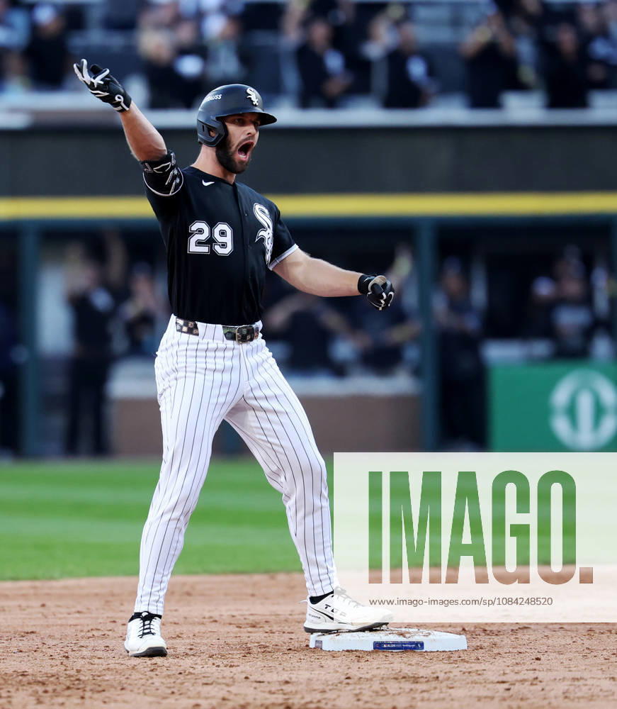 The Chicago White Sox Tristan Peters celebrates his double in the fourth inning against the Cleveland Guardians in Game 3 of the American League Division Series at Rate Field on Wednesday, Oct. 7, 2026, in Chicago. Sports News - October 7, 2026 - ZUMAm67_ 0868872925st