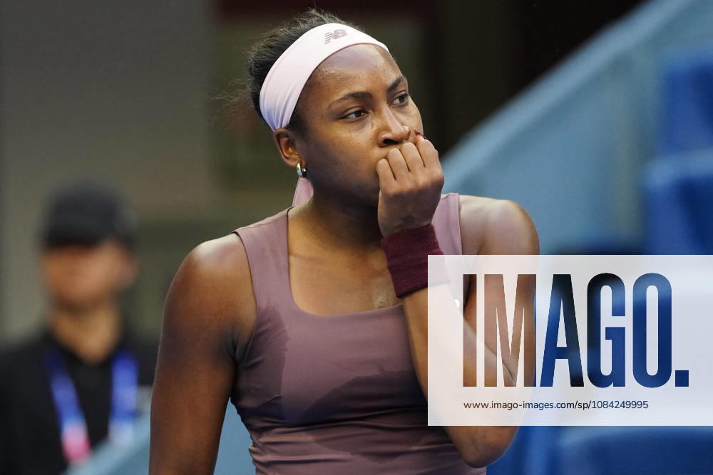 2026 China Open Women s Singles Round of 16 match in Beijing - 07 Oct. Coco Gauff of the United States in action against Elise Mertens of Belgium during Women s Singles Round of 16 match on day eight of China Open at the National Tennis Center. Elise Mertens won 3-6, 3-6 Bejing China
