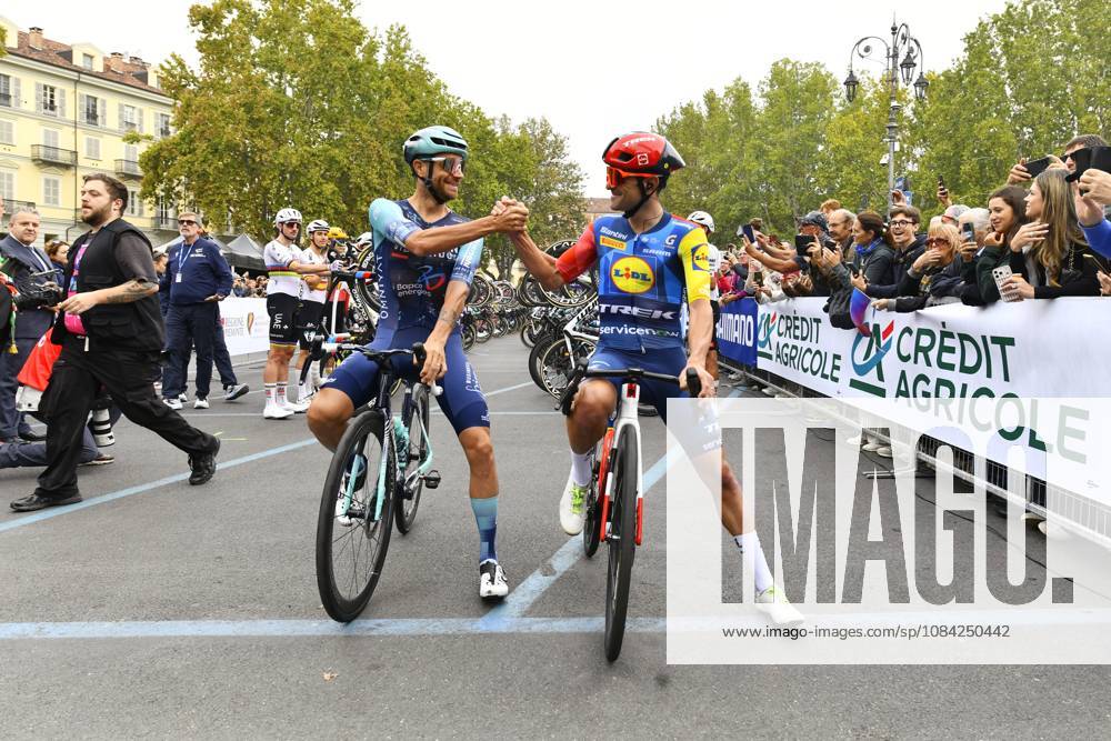 IPA89426338 - Jacopo Mosca and Damiano Caruso (ITA) during his farewell race at Il Gran Piemonte 2026, a Road cycling, Rad, Radsport, Strasse race in Aqui Terme, Italy, on October 8, 2026