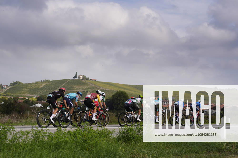 The pack rides during the 110th edition of the Gran Piemonte 2026 a 185 km one day race from Asti to Bra on October 08, 2026, Italy.