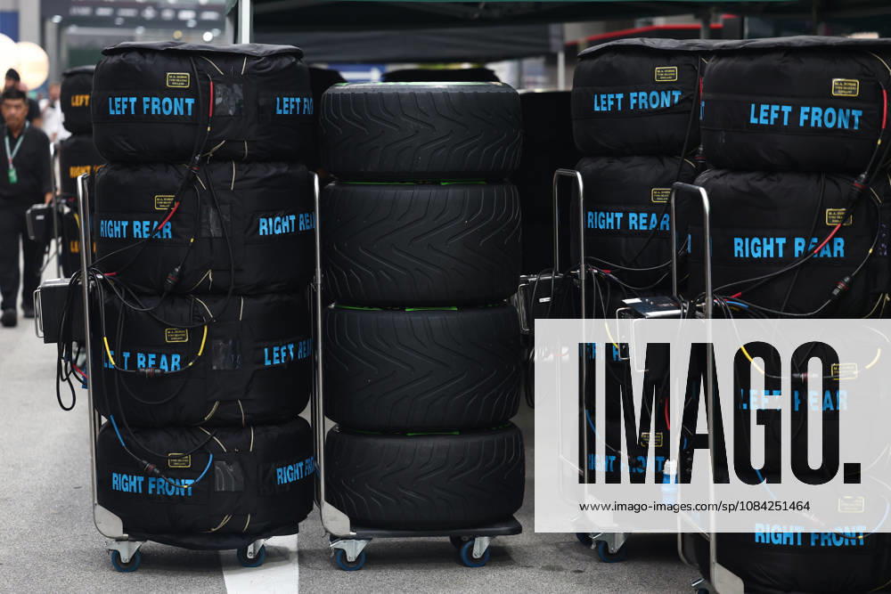 F1 Singapore Grand Prix 2026 Previews Intermediate tyres are seen ahead of the Formula 1 Singapore Grand Prix at Marina Bay Street Circuit in Singapore on October 8, 2026. Singapore Singapore