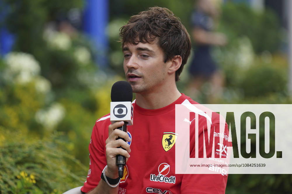 FORMULA 1 SINGAPORE AIRLINES SINGAPORE GRAND PRIX 2026 Charles Leclerc (MON) 16 Ferrari giving an interview during the Formula 1 Singapore Airlines Singapore Grand Prix 2026, Round 17 of the 2026 Formula 1 World Championship, WM, Weltmeisterschaft from 9th - 11th October 2026 at the Marina Bay Street Circuit, Singapore. Credit: Robbie Hoad Every Second Media Editorial use only. All images are copyright Every Second Media Limited. No images may be reproduced without prior permission.