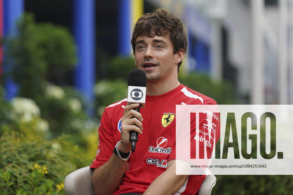 FORMULA 1 SINGAPORE AIRLINES SINGAPORE GRAND PRIX 2026 Charles Leclerc (MON) 16 Ferrari giving an interview during the Formula 1 Singapore Airlines Singapore Grand Prix 2026, Round 17 of the 2026 Formula 1 World Championship, WM, Weltmeisterschaft from 9th - 11th October 2026 at the Marina Bay Street Circuit, Singapore. Credit: Robbie Hoad Every Second Media Editorial use only. All images are copyright Every Second Media Limited. No images may be reproduced without prior permission.