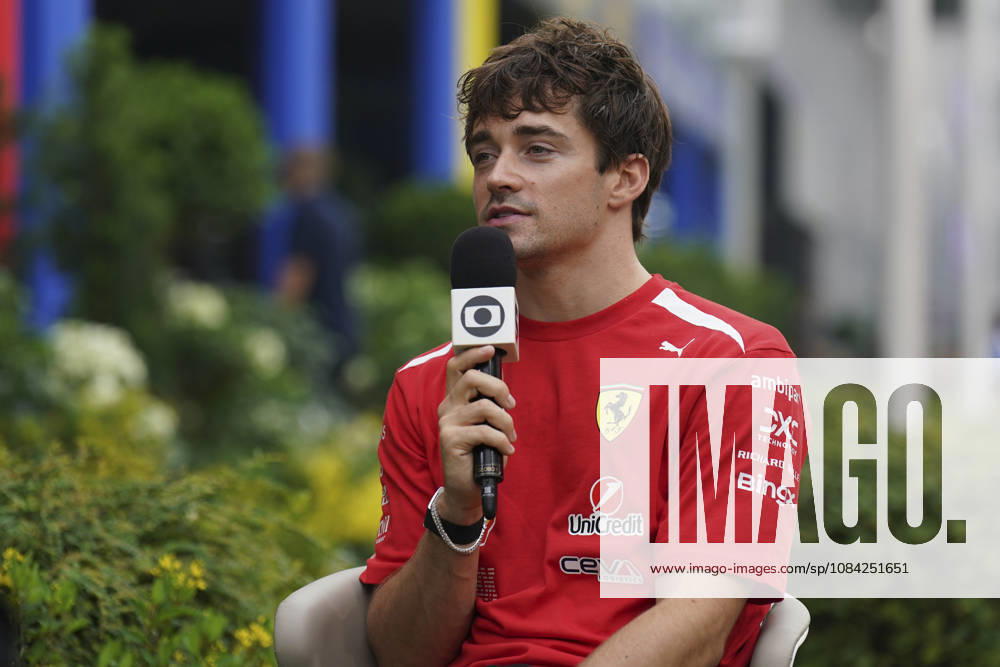 FORMULA 1 SINGAPORE AIRLINES SINGAPORE GRAND PRIX 2026 Charles Leclerc (MON) 16 Ferrari giving an interview during the Formula 1 Singapore Airlines Singapore Grand Prix 2026, Round 17 of the 2026 Formula 1 World Championship, WM, Weltmeisterschaft from 9th - 11th October 2026 at the Marina Bay Street Circuit, Singapore. Credit: Robbie Hoad Every Second Media Editorial use only. All images are copyright Every Second Media Limited. No images may be reproduced without prior permission.