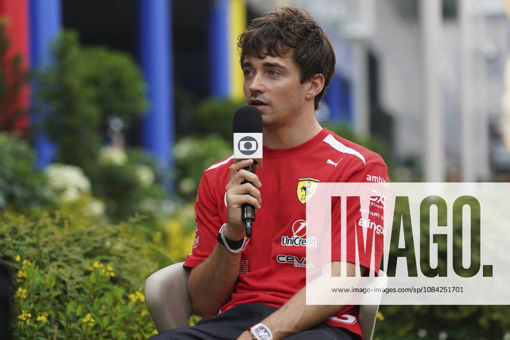 FORMULA 1 SINGAPORE AIRLINES SINGAPORE GRAND PRIX 2026 Charles Leclerc (MON) 16 Ferrari giving an interview during the Formula 1 Singapore Airlines Singapore Grand Prix 2026, Round 17 of the 2026 Formula 1 World Championship, WM, Weltmeisterschaft from 9th - 11th October 2026 at the Marina Bay Street Circuit, Singapore. Credit: Robbie Hoad Every Second Media Editorial use only. All images are copyright Every Second Media Limited. No images may be reproduced without prior permission.