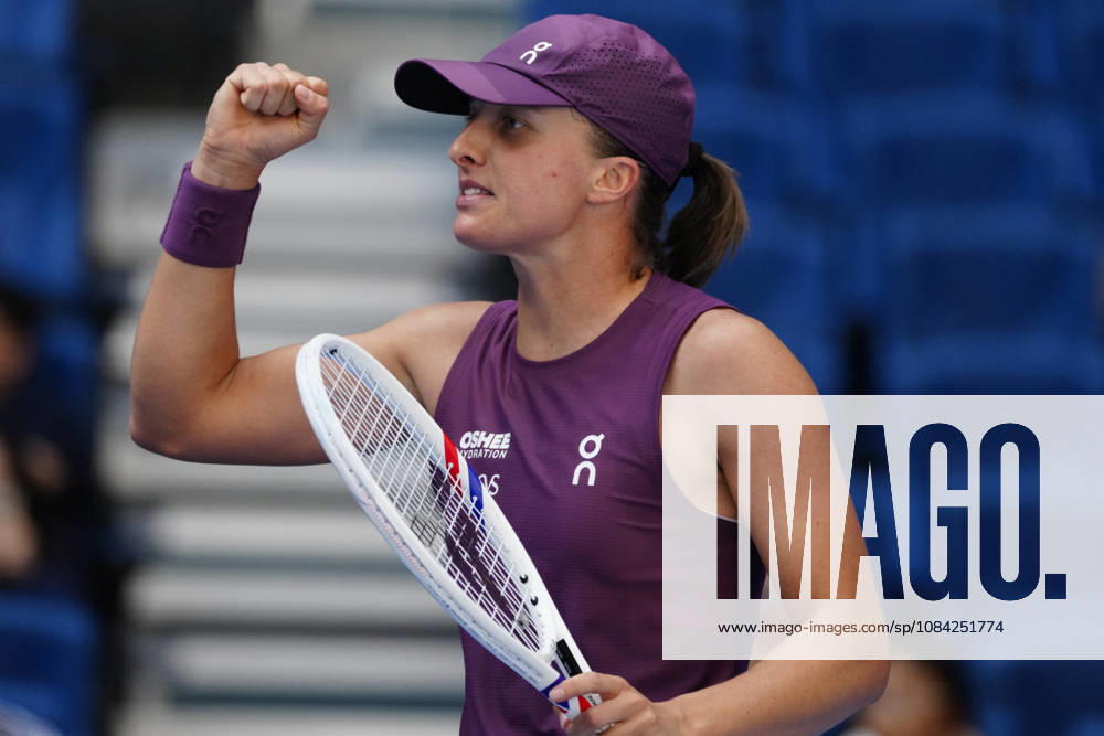 2026 China Open Women s Singles Round of 16 match in Beijing, China - 7 Oct 2026 Iga Swiatek of Poland celebrates her win against Iva Jovic of the United States (Not in view) during Women s Singles Round of 16 match on day eight of China Open at the National Tennis Center. Beijing China