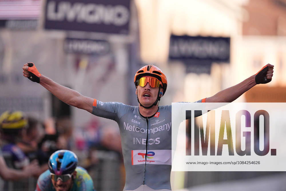 France s Dorian Godon of Netcompany INEOS winner of the race on the finish line during the 110th edition of the Gran Piemonte 2026 a 185 km one day race from Asti to Bra on October 08, 2026, Italy.
