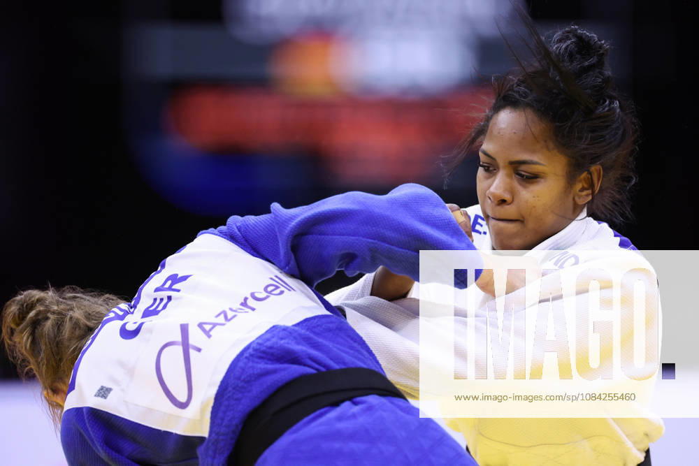 AZERBAIJAN, BAKU - OCTOBER 8, 2026: Nauana Silva of Brazil (R) and Giovanna Scoccimarro of Germany compete in their -70 kg bout as part of the 2026 World Judo Championships at the National Gymnastics Arena. Mikhail Sinitsyn TASS 98953802