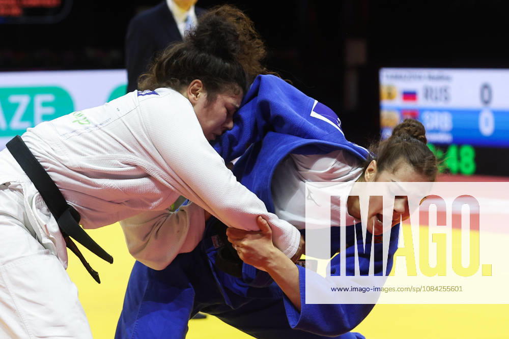 AZERBAIJAN, BAKU - OCTOBER 8, 2026: Madina Taimazova (L) of Russia and Aleksandra Andric of Serbia compete in their -70 kg bout as part of the 2026 World Judo Championships at the National Gymnastics Arena. Mikhail Sinitsyn TASS 98954383