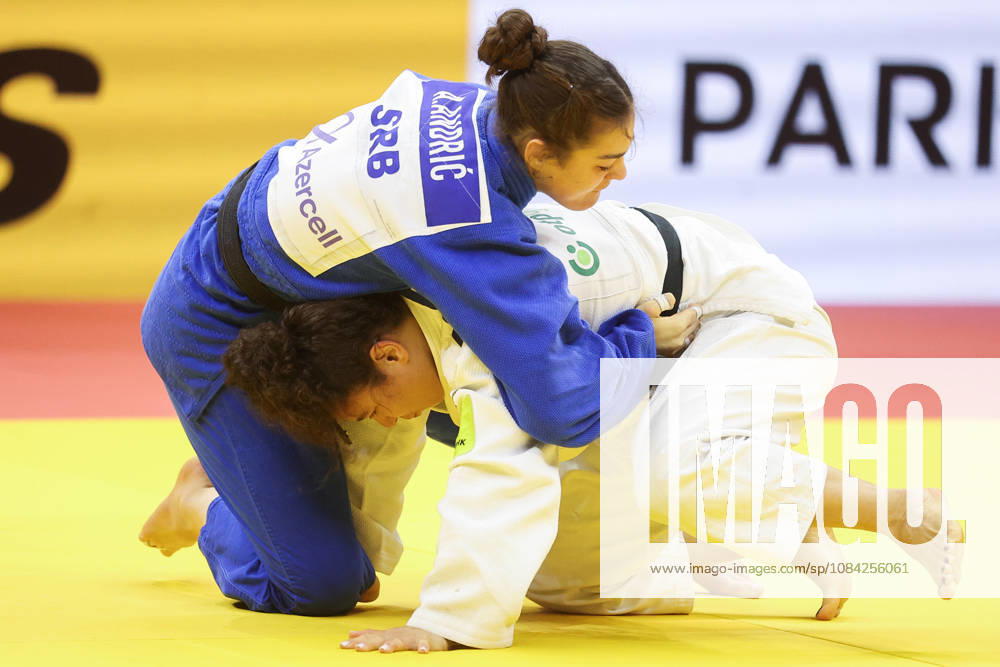 AZERBAIJAN, BAKU - OCTOBER 8, 2026: Madina Taimazova (bottom) of Russia and Aleksandra Andric of Serbia compete in their -70 kg bout as part of the 2026 World Judo Championships at the National Gymnastics Arena 2026 World Judo Championships In Baku - ZUMAt113 20261008_zaa_t113_483