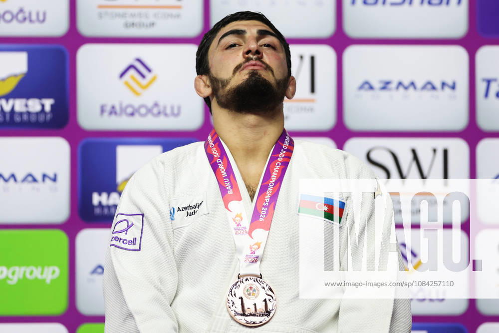 AZERBAIJAN, BAKU - OCTOBER 8, 2026: 3rd placed Murad Fatiyev of Azerbaijan poses during an award ceremony for the men s -90 kg category as part of the 2026 World Judo Championships at the National Gymnastics Arena. Mikhail Sinitsyn TASS 98956873