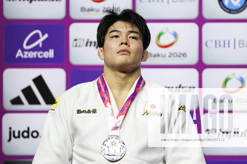 AZERBAIJAN, BAKU - OCTOBER 8, 2026: 2nd placed Goki Tajima of Japan poses during an award ceremony for the men s -90 kg category as part of the 2026 World Judo Championships at the National Gymnastics Arena. Mikhail Sinitsyn TASS 98956914