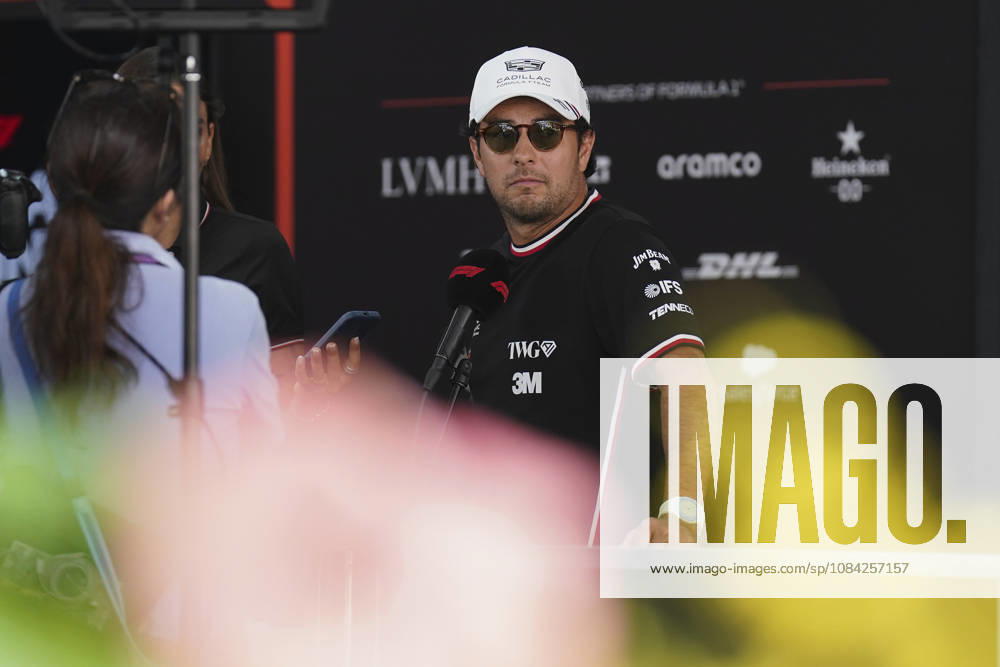 FORMULA 1 SINGAPORE AIRLINES SINGAPORE GRAND PRIX 2026 Sergio Perez (MEX) 11 Cadillac F1 Team giving an interview during the Formula 1 Singapore Airlines Singapore Grand Prix 2026, Round 17 of the 2026 Formula 1 World Championship, WM, Weltmeisterschaft from 9th - 11th October 2026 at the Marina Bay Street Circuit, Singapore. Credit: Robbie Hoad Every Second Media Editorial use only. All images are copyright Every Second Media Limited. No images may be reproduced without prior permission.