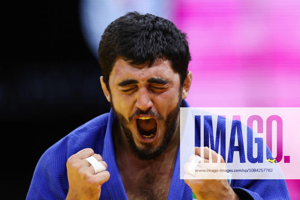 AZERBAIJAN, BAKU - OCTOBER 8, 2026: Murad Fatiyev of Azerbaijan celebrates his victory after a -90 kg bout against Nemanja Majdov of Serbia as part of the 2026 World Judo Championships at the National Gymnastics Arena. Mikhail Sinitsyn TASS 98958142