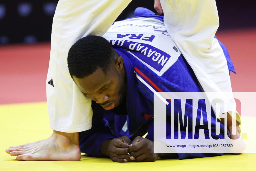 AZERBAIJAN, BAKU - OCTOBER 8, 2026: Maxime-Gael Ngayap Hambou of France is pictured during a -90 kg bout against Boris Rutovic of Serbia as part of the 2026 World Judo Championships at the National Gymnastics Arena. Mikhail Sinitsyn TASS 98958542