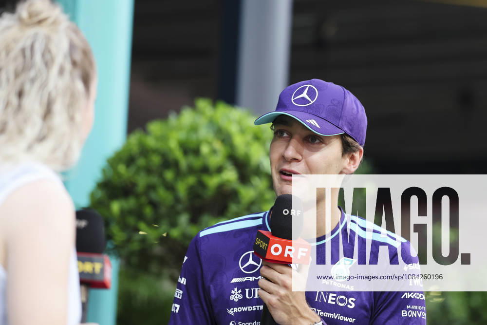 GEORGE RUSSELL of Mercedes-AMG Petronas Formula One Team speaks to the media during an exclusive interview outside the team s hospitality area in the paddock ahead of the 2026 Formula 1 Singapore Grand Prix at Marina Bay Street Circuit in Singapore. Singapore Singapore - ZUMAh201 20261008_zsp_h201_025