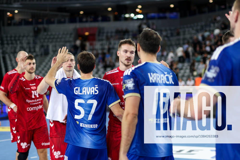 HC Zagreb v Aalborg Handbold - EHF Champions League Men Group Phase - Group C ZAGREB, CROATIA - OCTOBER 8: Juri Knorr and Lukas Nilsson of aalborg Handbold during the EHF Champions League match between HC Zagreb and Aalborg Handbold at Arena Zagreb on October 8, 2026 in Zagreb, Croatia. IgorxKralj PIXSELL