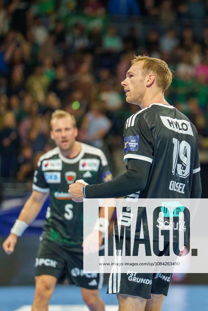 Im Bild: Mathias Gidsel (Fuechse Berlin, 19), , Tor, Treffer, Jubel, Torjubel, Freude, Begeisterung, feiert, jubelt 08.10.2026, Fuechse Berlin - FC Porto, EHF Handball Champions League, Saison 2026 27, Max-Schmeling-Halle
