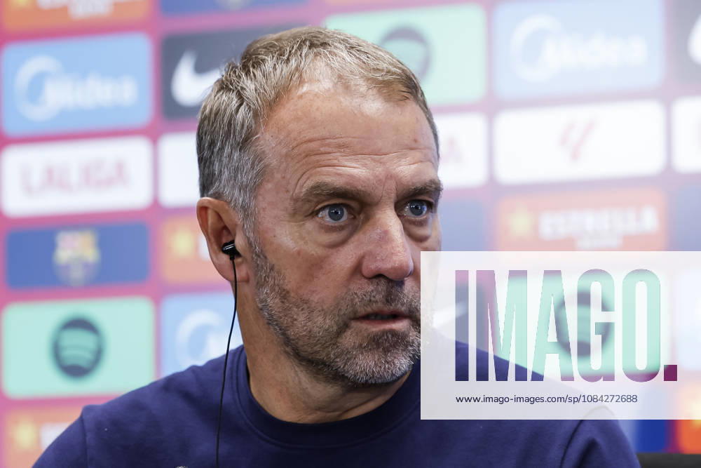 Hansi Flick, head coach of FC Barcelona, Barca attends his press conference, PK, Pressekonferenz during the training day of FC Barcelona ahead the Spanish League, LaLiga EA Sports, football match against Getafe CF at Ciudad Esportiva Joan Gamper on October 09, 2026 in Sant Joan Despi, Barcelona, Spain. FC Barcelona Training And Press Conference - LaLiga EA Sports - ZUMAa181 20261009_zaa_a181_032