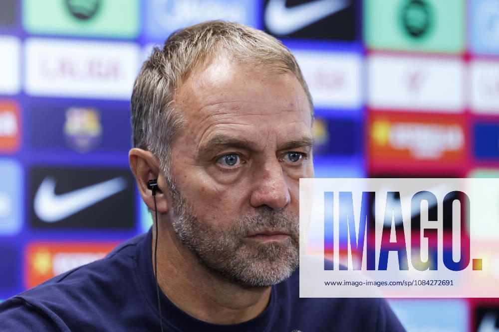 Hansi Flick, head coach of FC Barcelona, Barca attends his press conference, PK, Pressekonferenz during the training day of FC Barcelona ahead the Spanish League, LaLiga EA Sports, football match against Getafe CF at Ciudad Esportiva Joan Gamper on October 09, 2026 in Sant Joan Despi, Barcelona, Spain. FC Barcelona Training And Press Conference - LaLiga EA Sports - ZUMAa181 20261009_zaa_a181_033