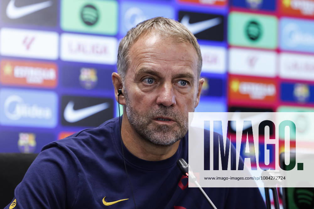 Hansi Flick, head coach of FC Barcelona, Barca attends his press conference, PK, Pressekonferenz during the training day of FC Barcelona ahead the Spanish League, LaLiga EA Sports, football match against Getafe CF at Ciudad Esportiva Joan Gamper on October 09, 2026 in Sant Joan Despi, Barcelona, Spain. FC Barcelona Training And Press Conference - LaLiga EA Sports - ZUMAa181 20261009_zaa_a181_037