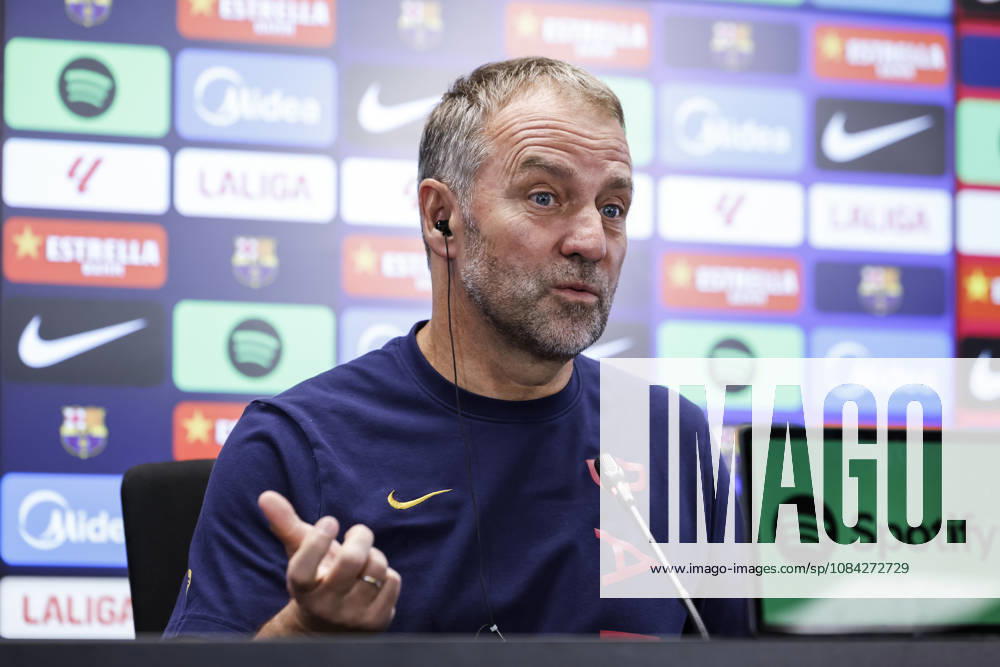 Hansi Flick, head coach of FC Barcelona, Barca attends his press conference, PK, Pressekonferenz during the training day of FC Barcelona ahead the Spanish League, LaLiga EA Sports, football match against Getafe CF at Ciudad Esportiva Joan Gamper on October 09, 2026 in Sant Joan Despi, Barcelona, Spain. FC Barcelona Training And Press Conference - LaLiga EA Sports - ZUMAa181 20261009_zaa_a181_040