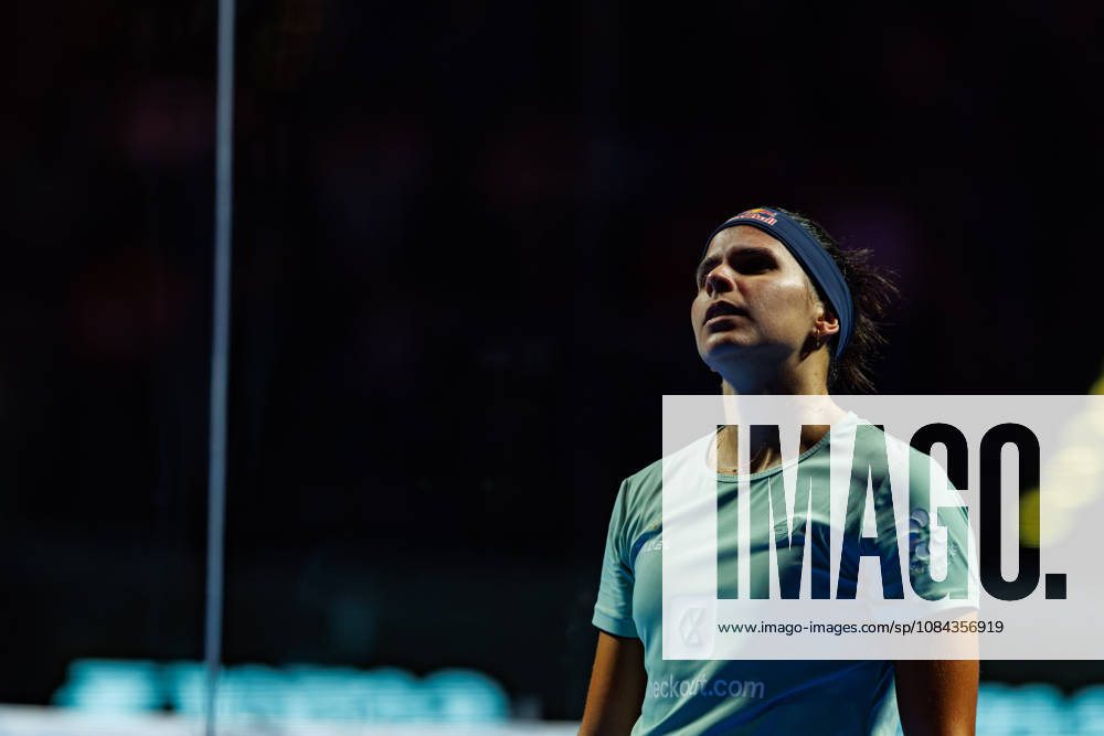 DÜSSELDORF, GERMANY - 10 OCTOBER 2026: Image shows a feature of Delfina Brea Senesi (ARG) during CUPRA Germany Premier Padel P2 2026 Day 7: Semifinals at CASTELLO Düsseldorf on 10 10 2026 in Düsseldorf, Germany. Germany