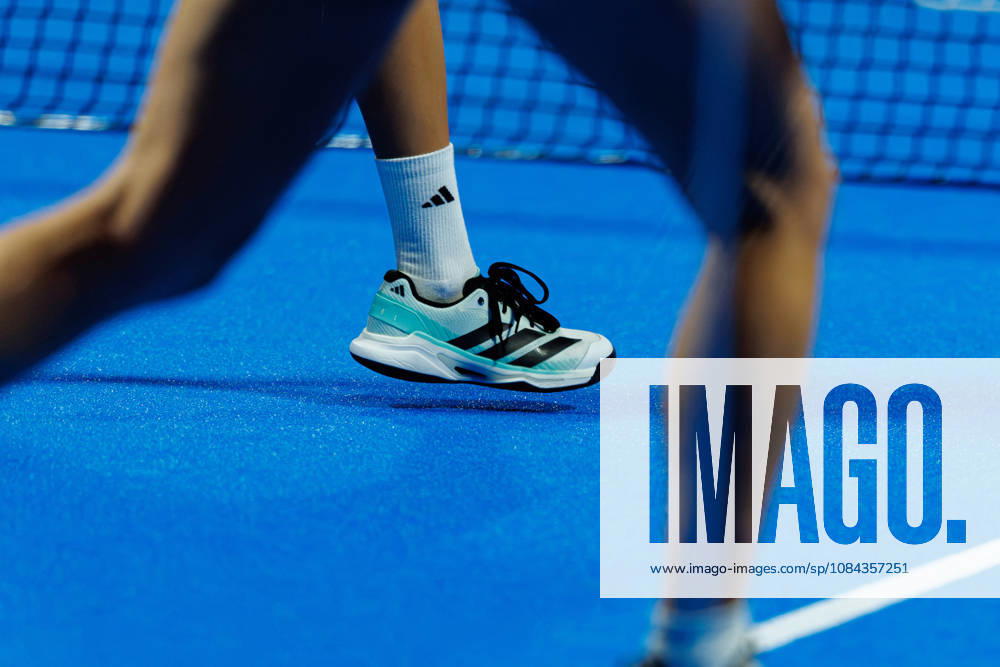 DÜSSELDORF, GERMANY - 10 OCTOBER 2026: Image shows a feature of Addidas Padel Shoe during CUPRA Germany Premier Padel P2 2026 Day 7: Semifinals at CASTELLO Düsseldorf on 10 10 2026 in Düsseldorf, Germany. Germany
