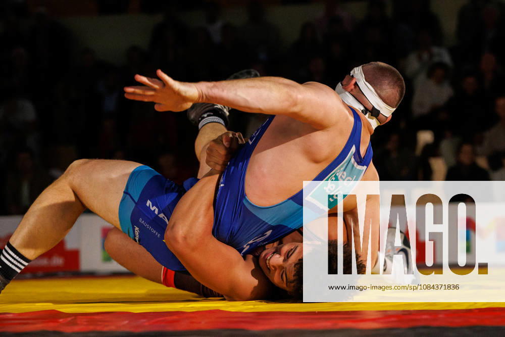 DRB BIRTAT Bundesliga, 6. Wettkampftag, ASV Mainz 88 - KG Baienfurt Ravensburg, Mainz, 10.10.2026 Kampf zwischen Yassine Ben Labed (rot, ASV Mainz 88) Jan Zirn (blau, KG Baienfurt Ravensburg), Griechisch Roemisch bis 130 kg DRB BIRTAT Bundesliga, 6. Wettkampftag, ASV Mainz 88 - KG Baienfurt Ravensburg, Sporthalle am großen Sand, Mainz