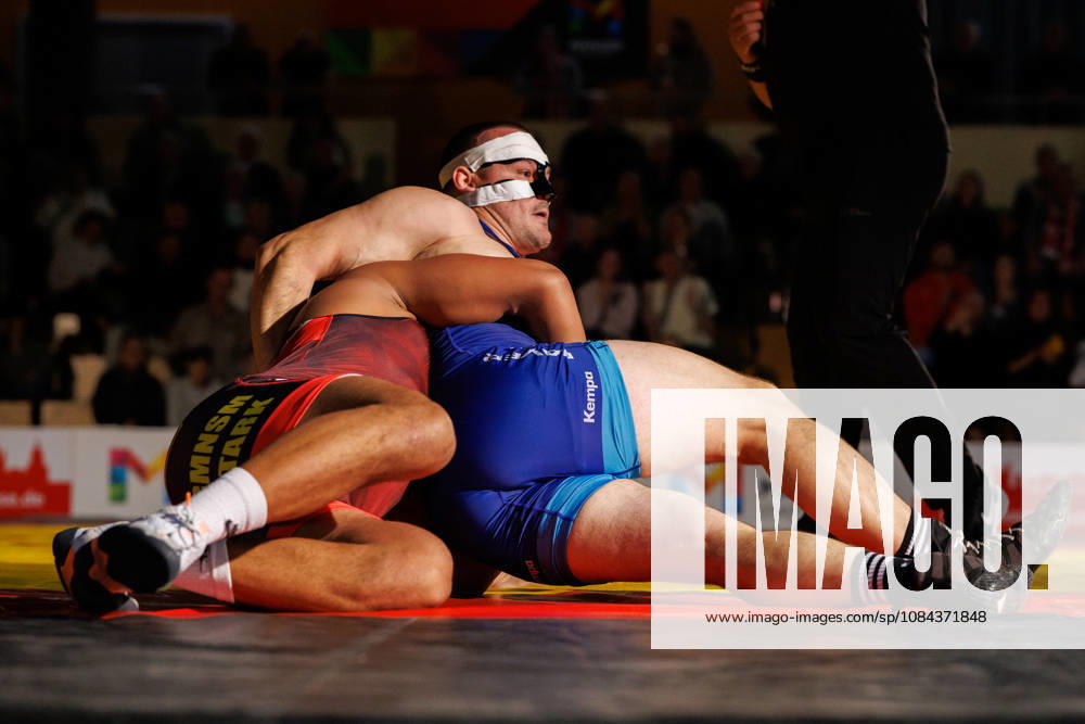 DRB BIRTAT Bundesliga, 6. Wettkampftag, ASV Mainz 88 - KG Baienfurt Ravensburg, Mainz, 10.10.2026 Kampf zwischen Yassine Ben Labed (rot, ASV Mainz 88) Jan Zirn (blau, KG Baienfurt Ravensburg), Griechisch Roemisch bis 130 kg DRB BIRTAT Bundesliga, 6. Wettkampftag, ASV Mainz 88 - KG Baienfurt Ravensburg, Sporthalle am großen Sand, Mainz