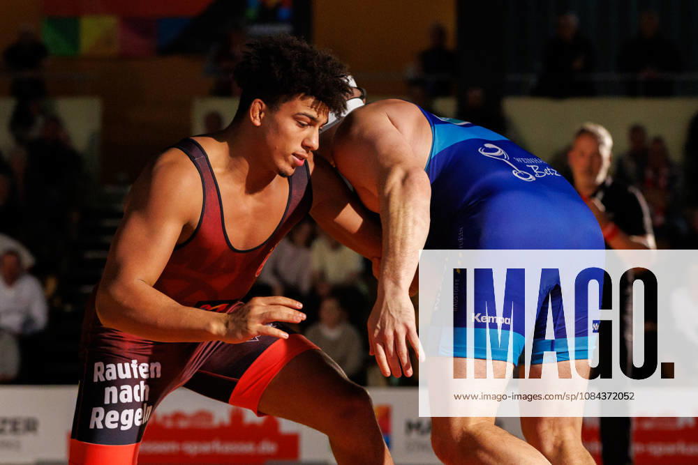 DRB BIRTAT Bundesliga, 6. Wettkampftag, ASV Mainz 88 - KG Baienfurt Ravensburg, Mainz, 10.10.2026 Kampf zwischen Yassine Ben Labed (rot, ASV Mainz 88) Jan Zirn (blau, KG Baienfurt Ravensburg), Griechisch Roemisch bis 130 kg DRB BIRTAT Bundesliga, 6. Wettkampftag, ASV Mainz 88 - KG Baienfurt Ravensburg, Sporthalle am großen Sand, Mainz