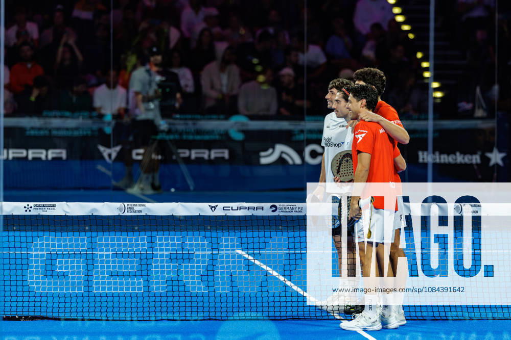 DÜSSELDORF, GERMANY - 11 OCTOBER 2026: Image shows lineup of Arturo Coello (ESP), Agustin Tapia (ARG) and Franco Stupaczuk (ARG), Jon Sanz (ESP) during CUPRA Germany Premier Padel P2 2026 Day 8: Finals at CASTELLO Düsseldorf on 11 10 2026 in Düsseldorf, Germany. Germany