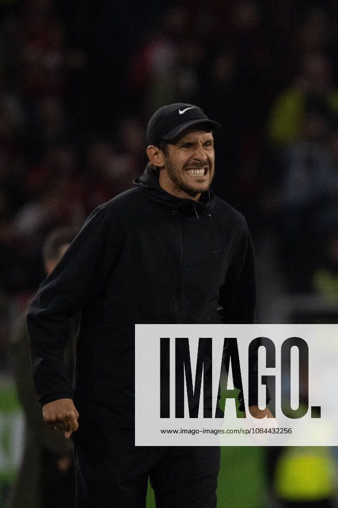 Julian Schuster headcoach of SC Freiburg reacts during the Bundesliga football match between Club Freiburg and FC Schalke 04 - at the Europa-Park Stadium on October 11, 2026 in Freiburg im Breisgau, Baden-Württemberg, Germany.