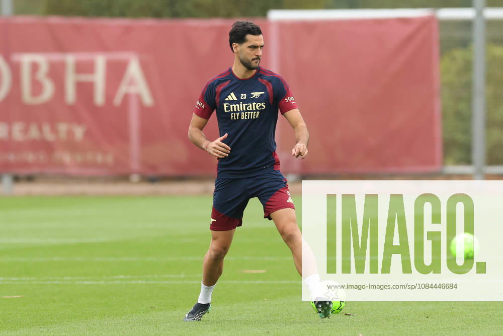 Arsenal Training & Media Conference, Champions League Mikel Merino of Arsenal during the Arsenal training session at the Arsenal FC Training Centre, ahead of UEFA Champions League Matchday 2 v Lille, London Colney, England on 12 October 2026 Credit: Tiego Grenho Every Second Media Editorial use only. All images are copyright Every Second Media Limited. No images may be reproduced without prior permission.