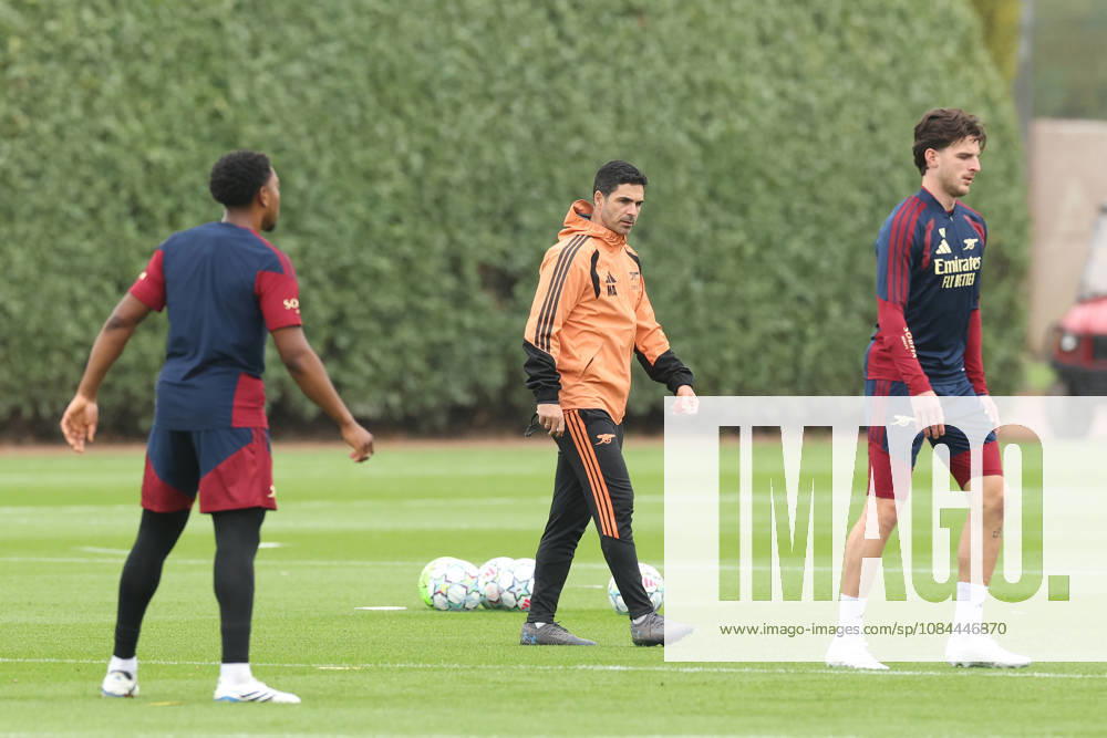 Arsenal Training & Media Conference, Champions League Arsenal Manager Mikel Arteta looks on observers during the Arsenal training session at the Arsenal FC Training Centre, ahead of UEFA Champions League Matchday 2 v Lille, London Colney, England on 12 October 2026 Credit: Tiego Grenho Every Second Media Editorial use only. All images are copyright Every Second Media Limited. No images may be reproduced without prior permission.