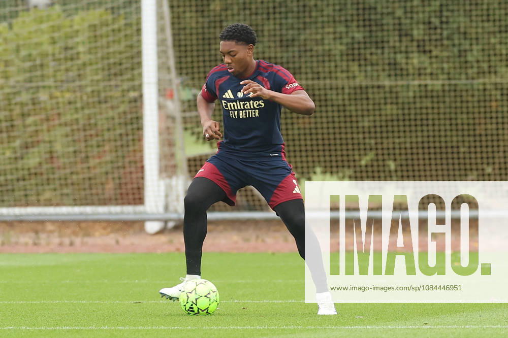 Arsenal Training & Media Conference, Champions League Myles Lewis-Skelly of Arsenal during the Arsenal training session at the Arsenal FC Training Centre, ahead of UEFA Champions League Matchday 2 v Lille, London Colney, England on 12 October 2026 Credit: Tiego Grenho Every Second Media Editorial use only. All images are copyright Every Second Media Limited. No images may be reproduced without prior permission.
