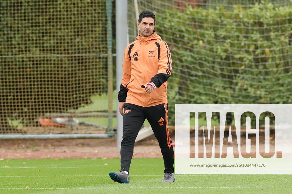 Arsenal Training & Media Conference, Champions League Arsenal Manager, Mikel Arteta during the Arsenal training session at the Arsenal FC Training Centre, ahead of UEFA Champions League Matchday 2 v Lille, London Colney, England on 12 October 2026 Credit: Tiego Grenho Every Second Media Editorial use only. All images are copyright Every Second Media Limited. No images may be reproduced without prior permission.