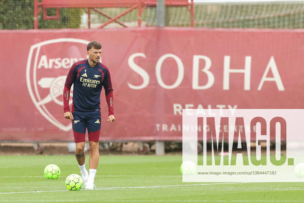 Arsenal Training & Media Conference, Champions League Ben White of Arsenal during the Arsenal training session at the Arsenal FC Training Centre, ahead of UEFA Champions League Matchday 2 v Lille, London Colney, England on 12 October 2026 Credit: Tiego Grenho Every Second Media Editorial use only. All images are copyright Every Second Media Limited. No images may be reproduced without prior permission.