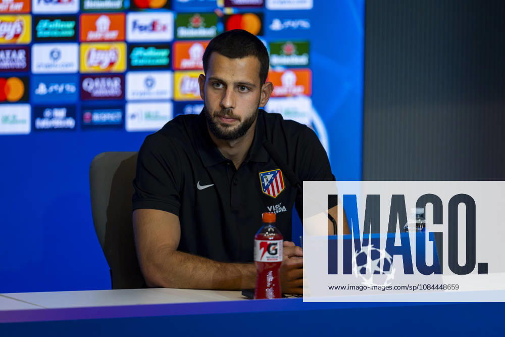 Atletico de Madrid Training Session And press conference, PK, Pressekonferenz - UEFA Champions League 2026 27 League Phase MD2 MADRID, SPAIN - OCTOBER 12: David Hancko of Atletico de Madrid speaks during the press conference on day ahead of the UEFA Champions League 2026 27 League Phase MD2 against Manchester United, ManU at Estadio Riyadh Air Metropolitano on October 12, 2026 in Madrid, Spain. Madrid Estadio Riyadh Air Metropolitano Madrid Spain