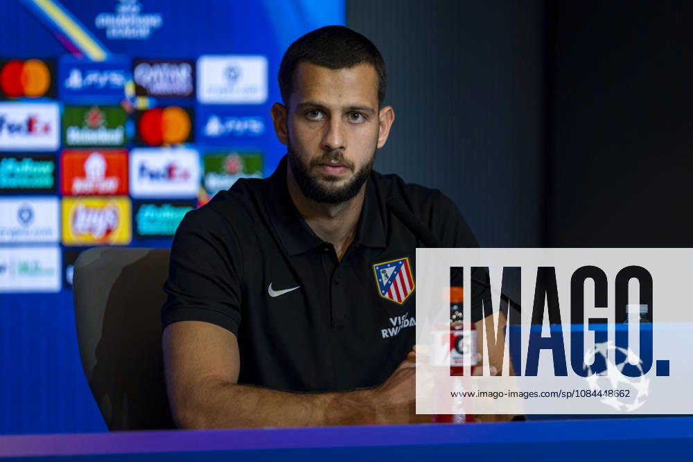 Atletico de Madrid Training Session And press conference, PK, Pressekonferenz - UEFA Champions League 2026 27 League Phase MD2 MADRID, SPAIN - OCTOBER 12: David Hancko of Atletico de Madrid speaks during the press conference on day ahead of the UEFA Champions League 2026 27 League Phase MD2 against Manchester United, ManU at Estadio Riyadh Air Metropolitano on October 12, 2026 in Madrid, Spain. Madrid Estadio Riyadh Air Metropolitano Madrid Spain