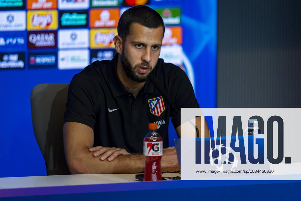 Atletico de Madrid Training Session And press conference, PK, Pressekonferenz - UEFA Champions League 2026 27 League Phase MD2 MADRID, SPAIN - OCTOBER 12: David Hancko of Atletico de Madrid speaks during the press conference on day ahead of the UEFA Champions League 2026 27 League Phase MD2 against Manchester United, ManU at Estadio Riyadh Air Metropolitano on October 12, 2026 in Madrid, Spain. Madrid Estadio Riyadh Air Metropolitano Madrid Spain