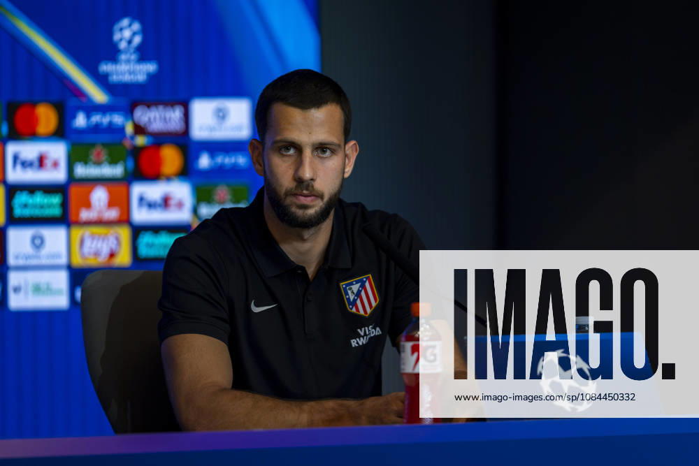 Atletico de Madrid Training Session And press conference, PK, Pressekonferenz - UEFA Champions League 2026 27 League Phase MD2 MADRID, SPAIN - OCTOBER 12: David Hancko of Atletico de Madrid speaks during the press conference on day ahead of the UEFA Champions League 2026 27 League Phase MD2 against Manchester United, ManU at Estadio Riyadh Air Metropolitano on October 12, 2026 in Madrid, Spain. Madrid Estadio Riyadh Air Metropolitano Madrid Spain